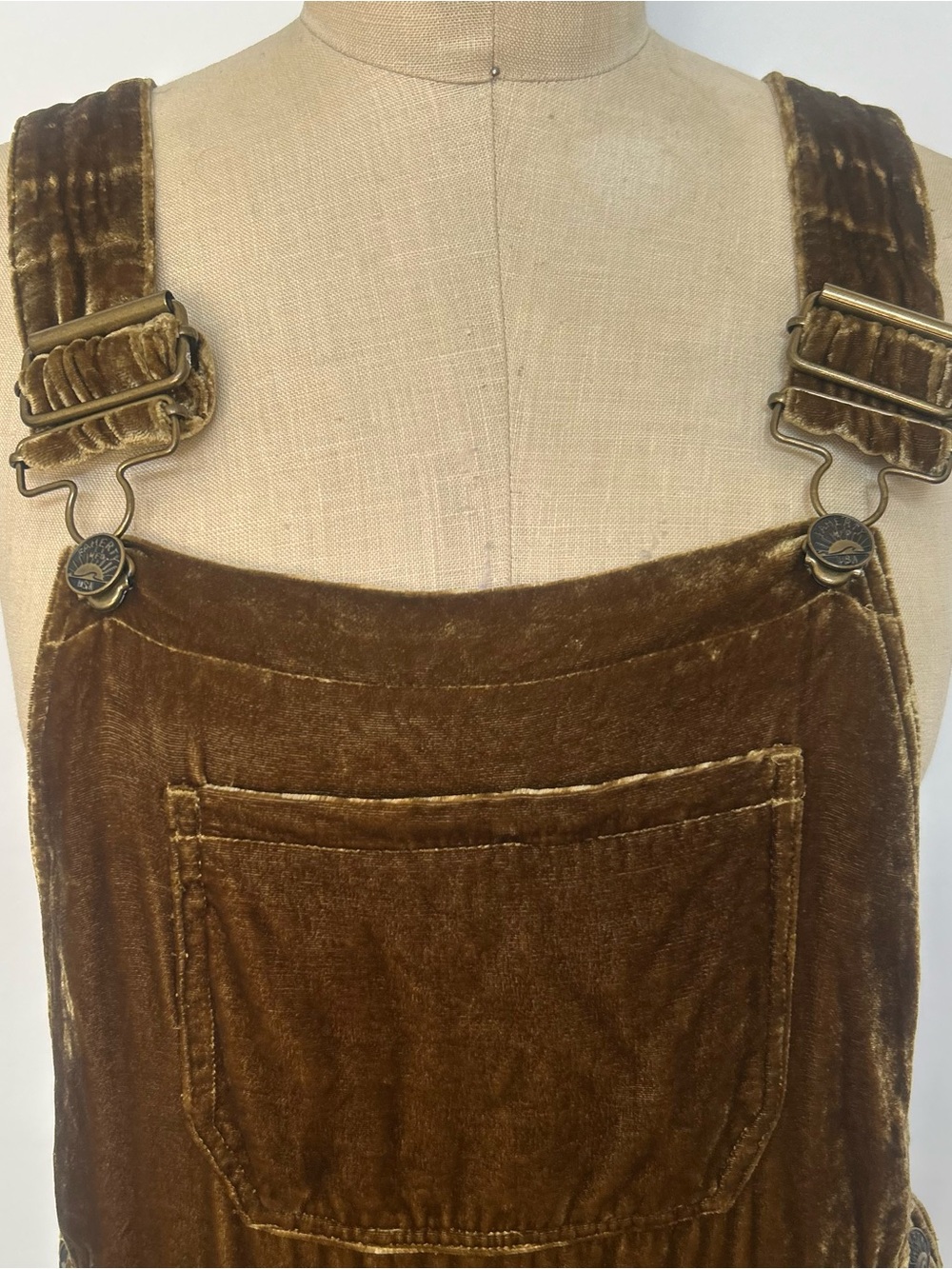 Faherty Green Velvet Overalls Jumpsuit - Picture 2 of 9